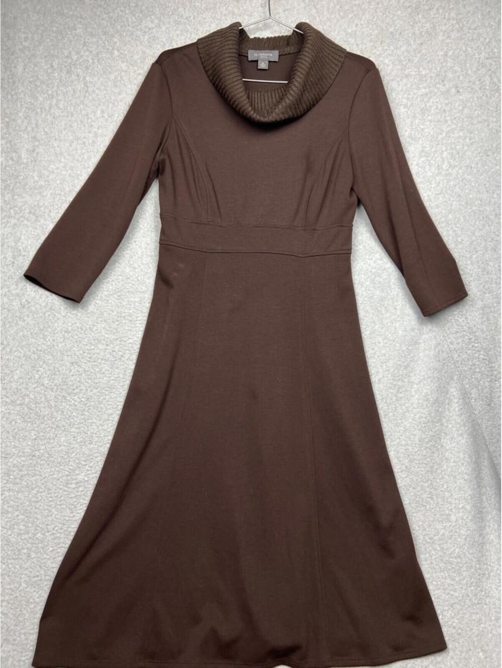 Liz Claiborne Sheath Cowl Neck Sweater Knit Dress Womens 10 Career Office Casual